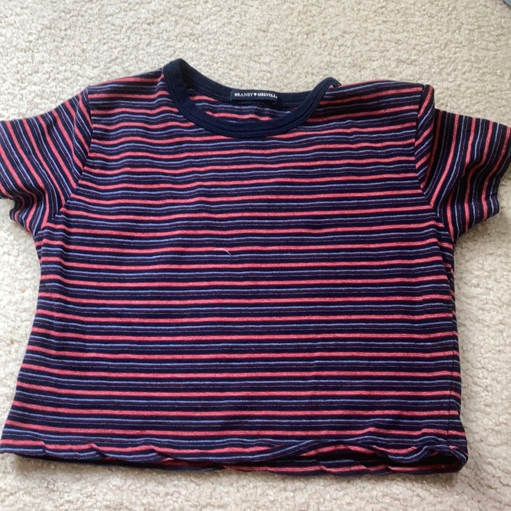 Brandy Striped Cropped Tee